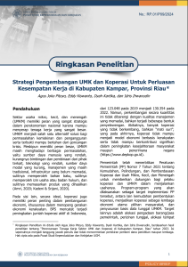 Strategi Pengembangan UMK dan Koperasi untuk Perluasan Kesempatan Kerja di Kab. Kampar